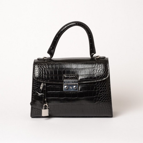 Arcole RYTHME, sac à main façon croco noir